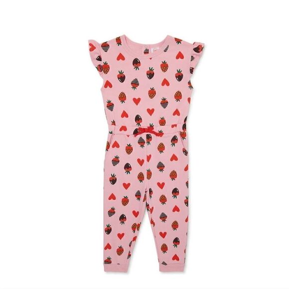 Nwt Valentine's Day Girls Strawberry Romper - Picture 1 of 5